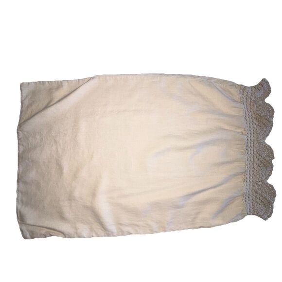 Pottery Barn Beige Linen Crochet Trim Standard Pillow Case Single - Picture 7 of 9